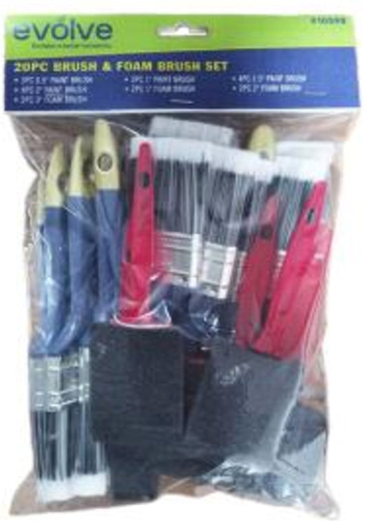 NEW 20PC Paint Brush/Foam Set
